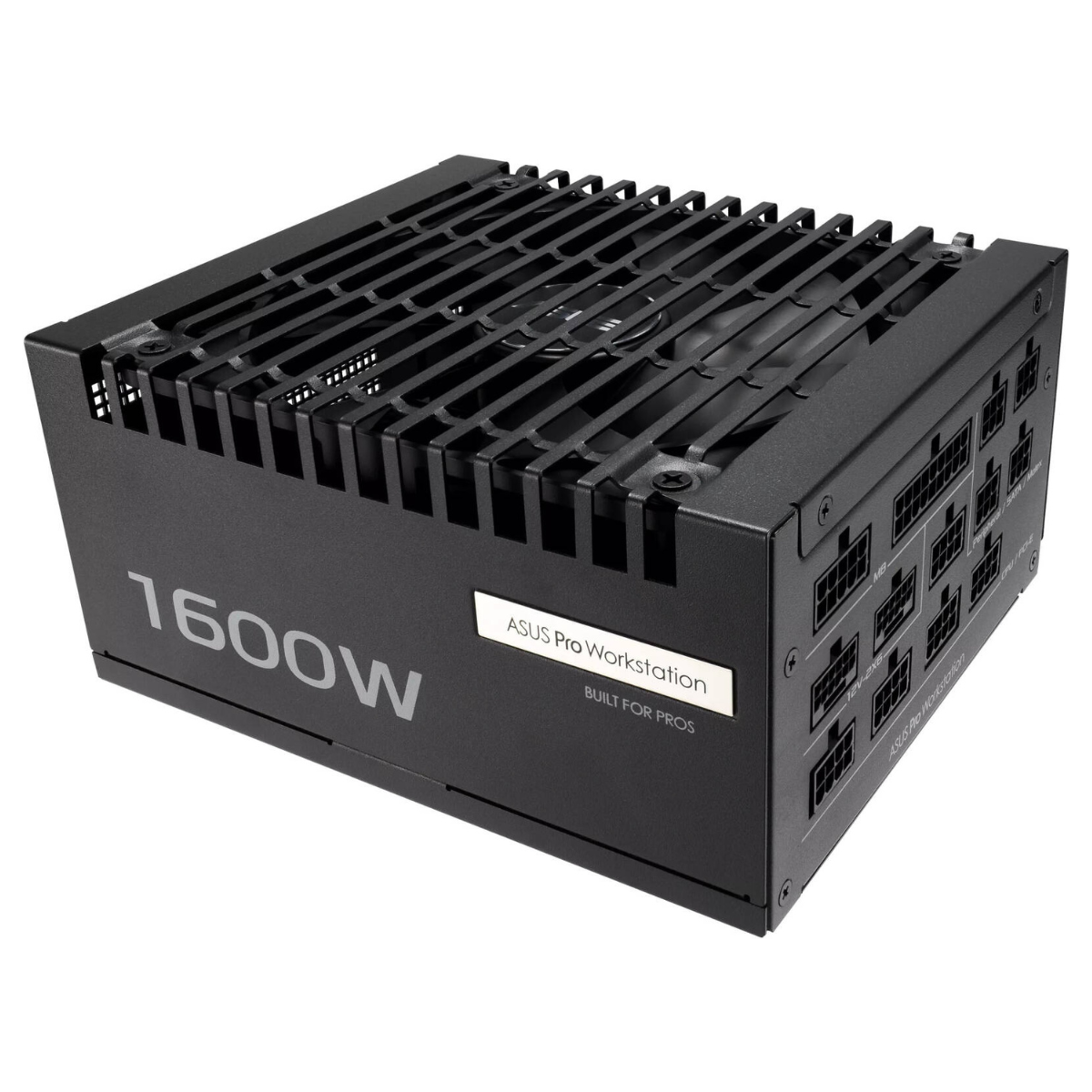 Asus Pro WS Power Supply, 1600W Power, 80 PLUS Platinum Efficiency, ATX 3.1 Compatible, Dual-Ball Fan Bearings, Gold-Plated High-Performance Copper Pins, Black | 90YE00Z2-B0NA00