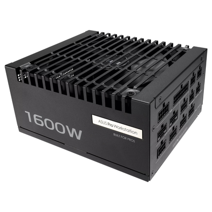 Asus Pro WS Power Supply, 1600W Power, 80 PLUS Platinum Efficiency, ATX 3.1 Compatible, Dual-Ball Fan Bearings, Gold-Plated High-Performance Copper Pins, Black | 90YE00Z2-B0NA00