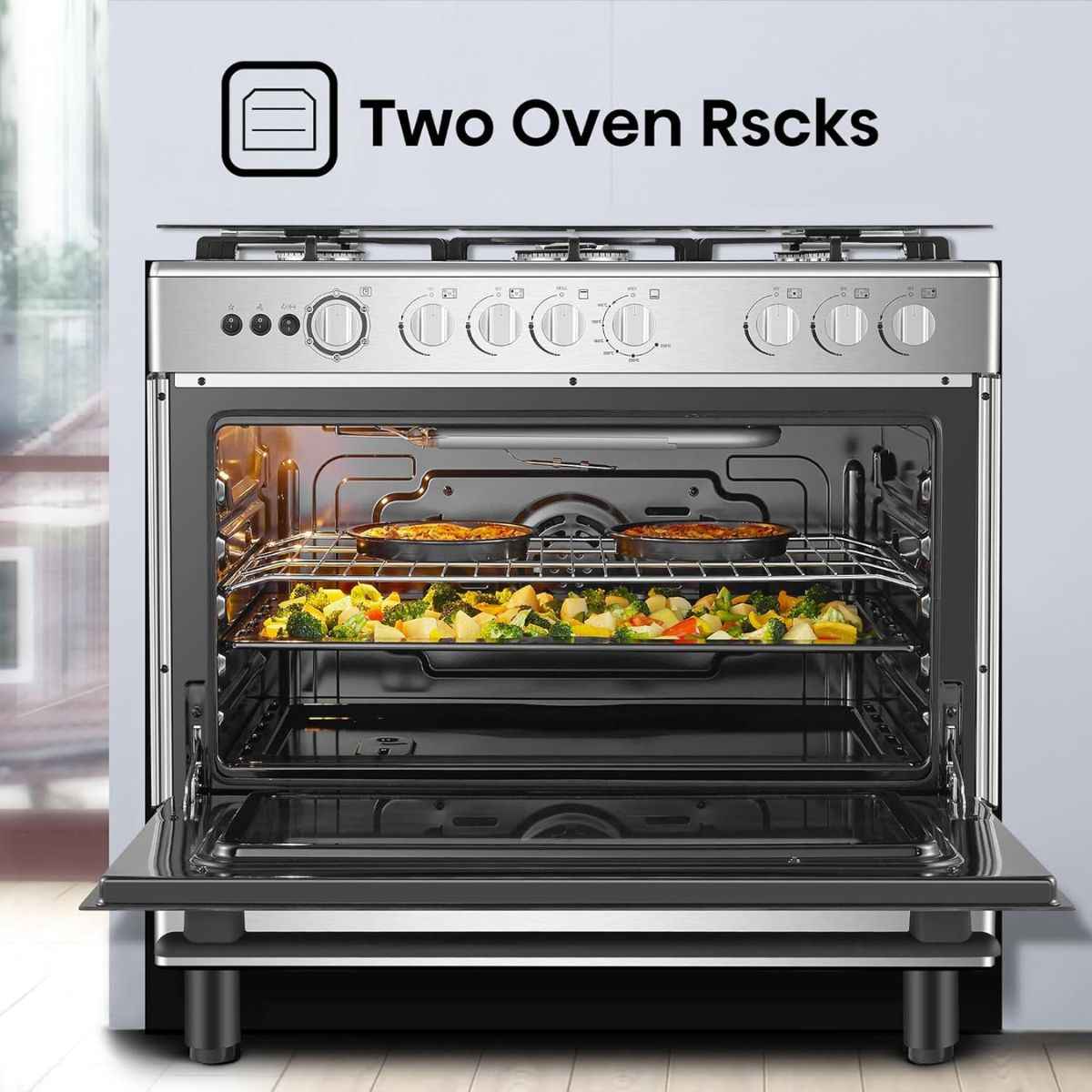 Hisense 90cm Freestanding Gas Cooker – HFG90335RX, 5 Burners & Large Oven