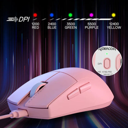 Redragon K1NG M724 Wired Gaming Mouse | 1000Hz Polling Rate | High-Precision Optical Sensor | Black / White / Pink
