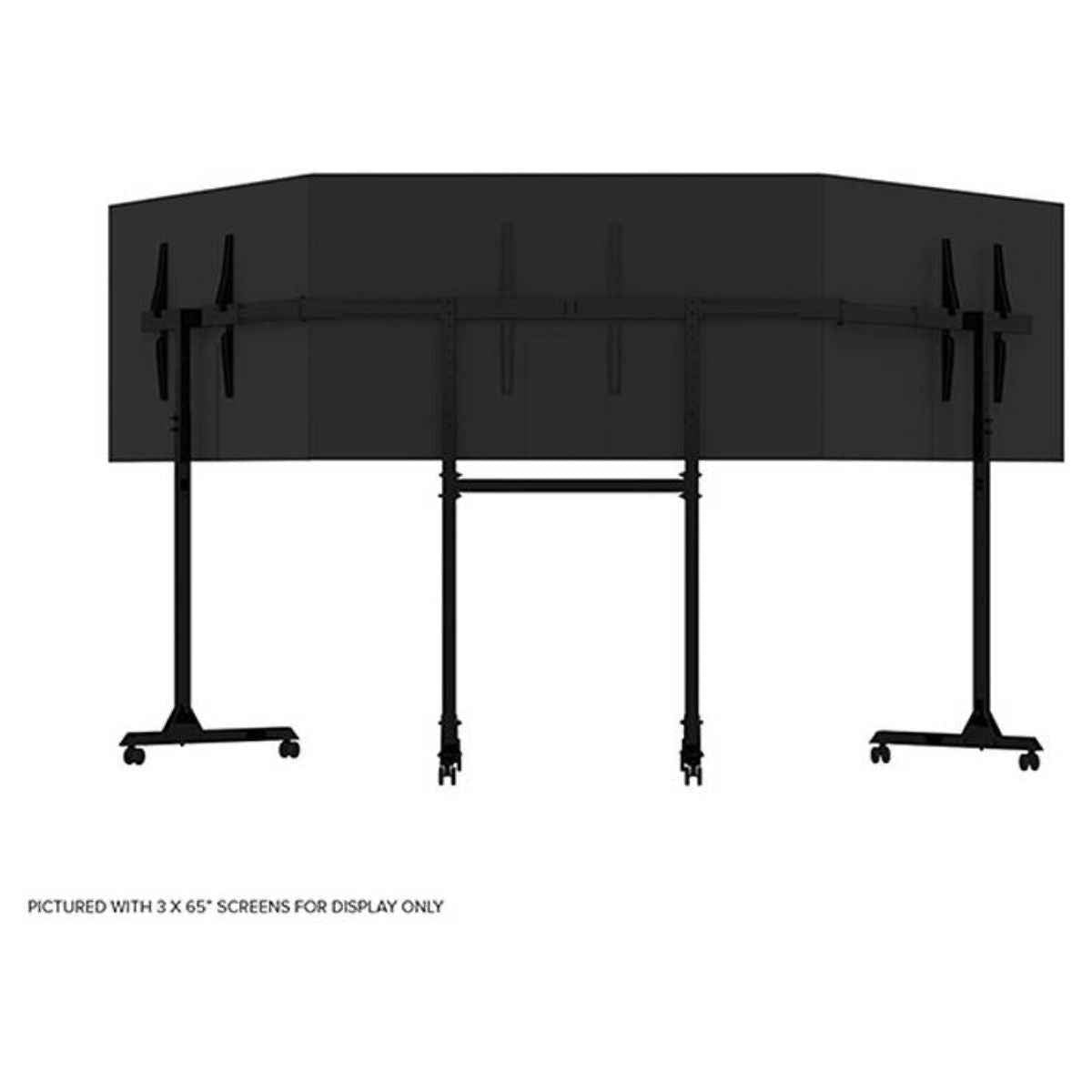 Next Level Racing Free Standing Triple Monitor Stand, Supports 3 x 32"–65" Displays, Up to 450 x 660mm VESA, 70kg Capacity, Matte Black | NLR-A010