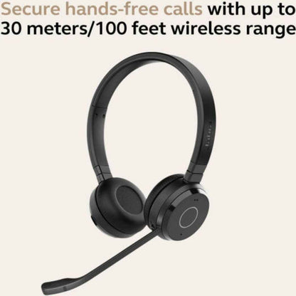 Jabra Evolve 65 TE MS Stereo Headphones – Bluetooth Wireless Business Headset, Black | 6699-833-309