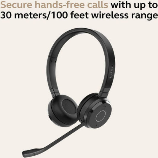 Jabra Evolve 65 TE MS Stereo Headphones – Bluetooth Wireless Business Headset, Black | 6699-833-309