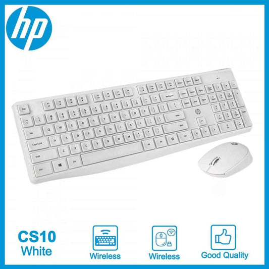 HP CS10 Wireless Keyboard and Mouse Combo | 2.4GHz Wireless | Up to 1600 DPI | English Keyboard | White | 6NY41PA