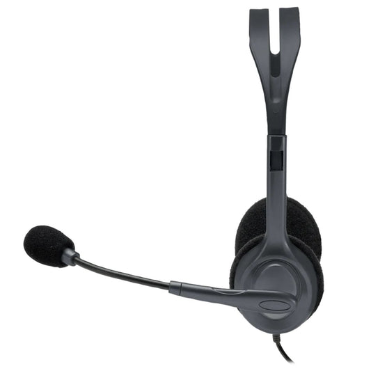 Logitech H111 Stereo Headphones, Bi-directional Microphones Type, Adjustable Headband, 1.3m Cable Length, 3.5mm Audio Jack, Black | 981-000593