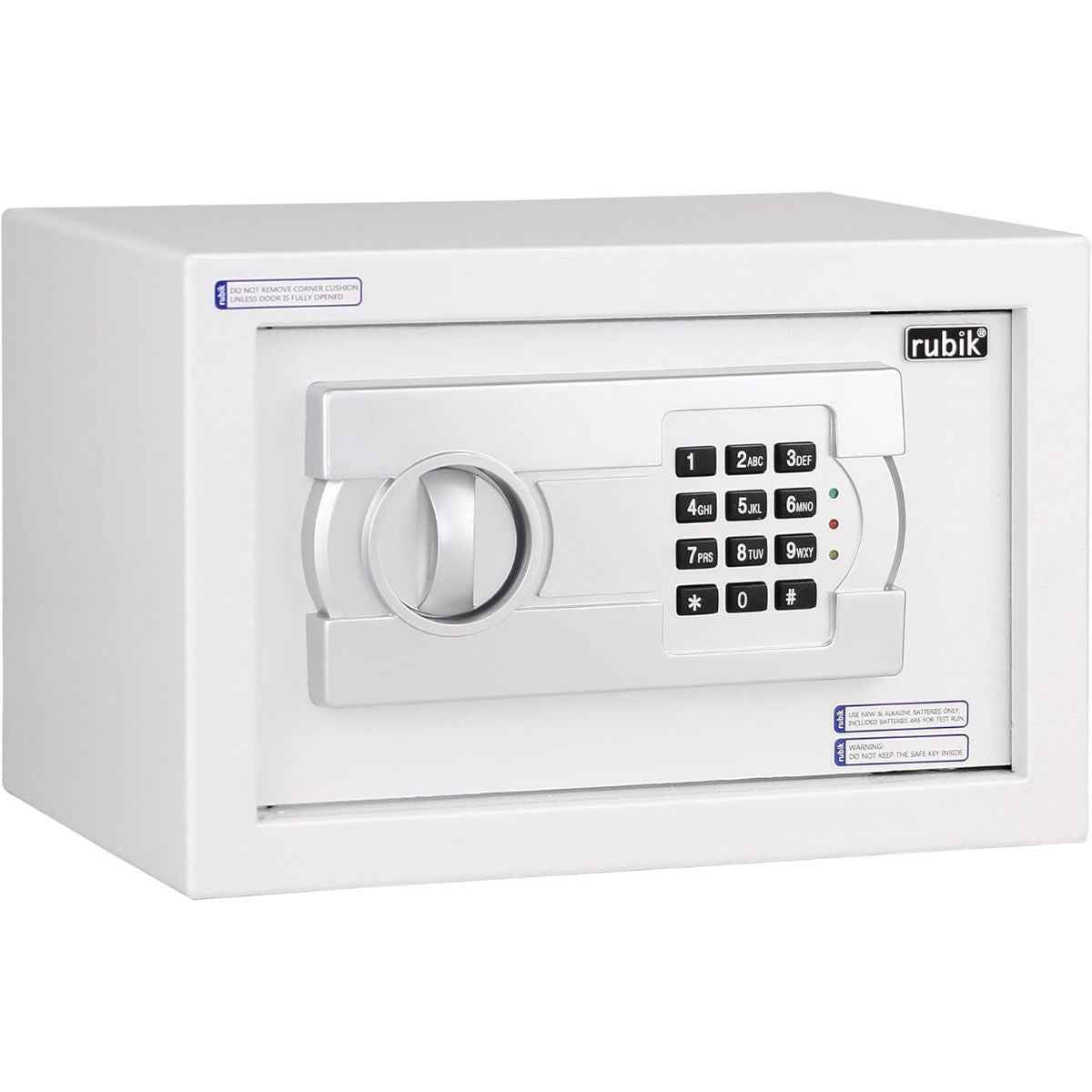 Rubik Small Safe Box with Digital Keypad & Key Lock – 20x31x20cm, Black, White