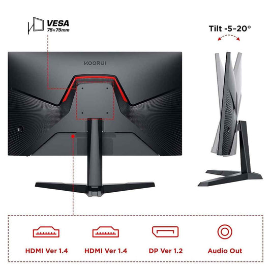 KOORUI 24E3 24-Inch FHD IPS Gaming Monitor – 165Hz Refresh Rate, 1ms Response Time, FreeSync / G-Sync Compatible, Ultra Slim Bezel, HDMI &amp; DisplayPort | 24E3
