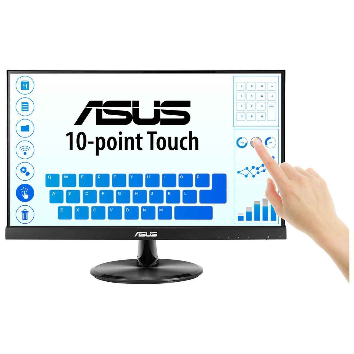 Asus VT229H Touch Monitor - 21.5" FHD (1920x1080), 10-point Touch, IPS, 178° Wide Viewing Angle, Frameless, Flicker free, Low Blue Light, HDMI, 7H Hardness | 90LM0490-B01170