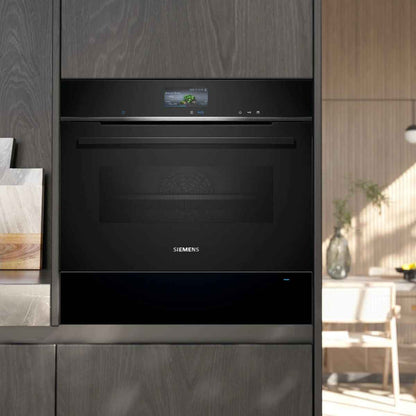 Siemens iQ700 BI710C1B1B Built-In Warming Drawer – 60x14 cm, Black, Push & Pull, Home Connect