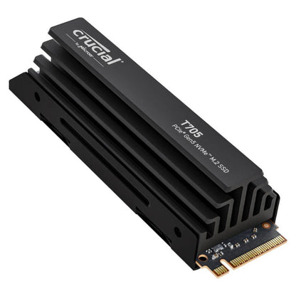 Crucial T705 NVMe SSD with Heatsink | Up to 4TB Capacity | PCIe Gen5 x4 | M.2 2280 | Up to 14,100 MB/s Read &amp; 12,600 MB/s Write | 2400 TBW | Black