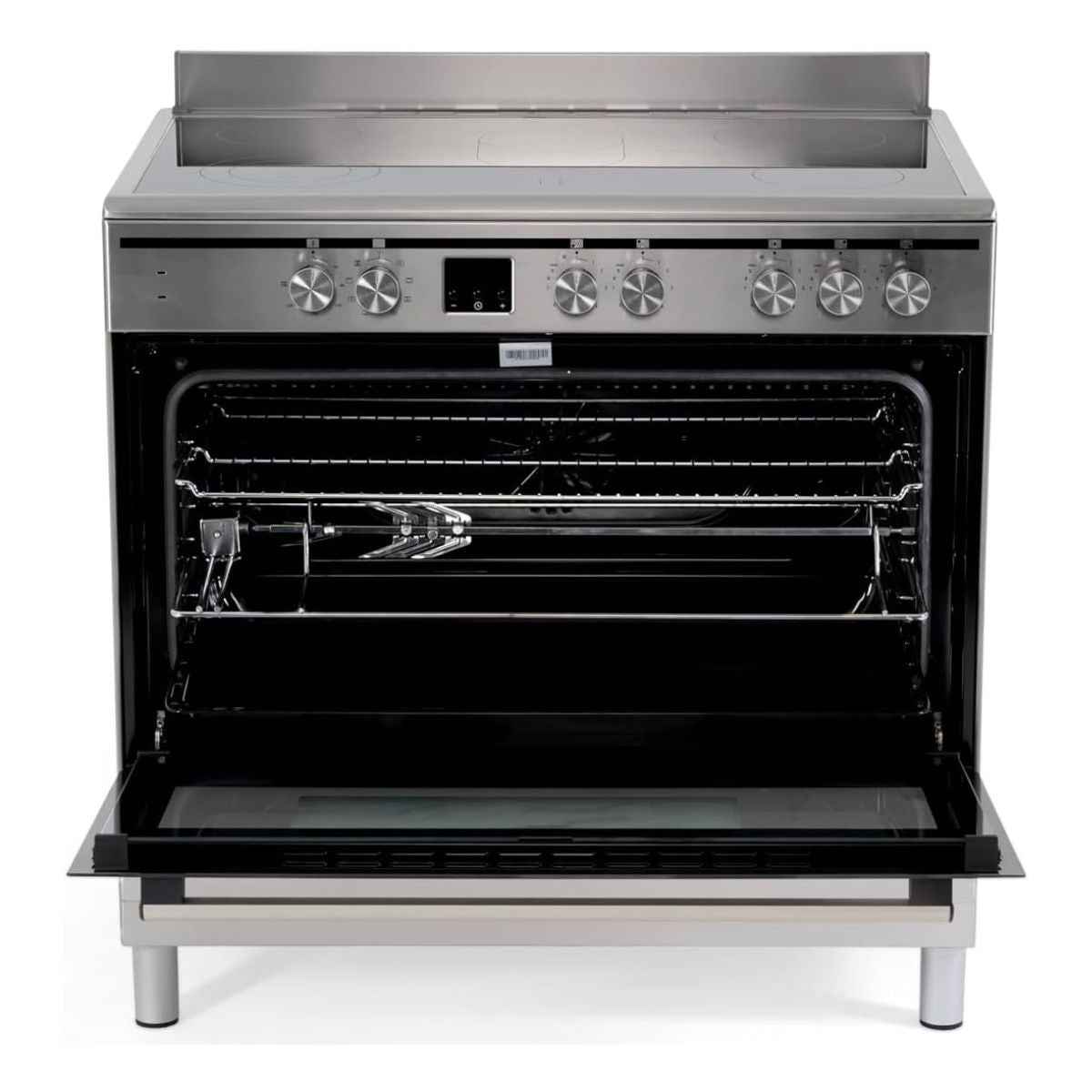Terim TERVC96ST 90x60cm Electric Cooker – 5 Cooking Zones, 9 Oven Functions, Turbo Fan, Silver