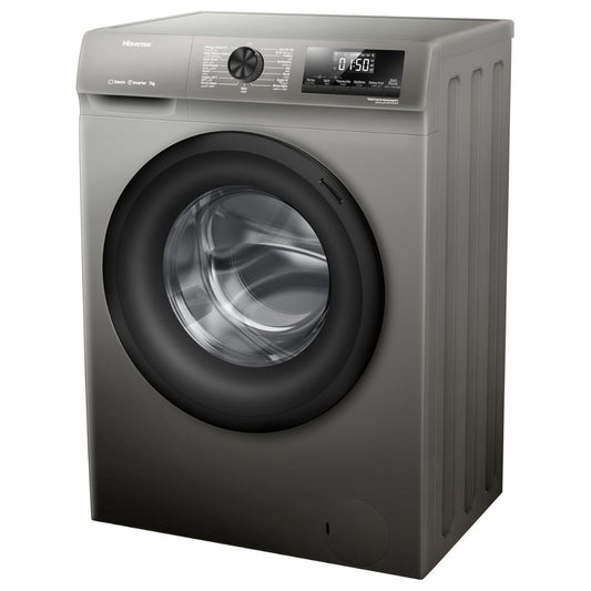 Hisense WFQP7012T Front Load Slim Washing Machine, 7kg Capacity, Inverter Motor, 1200 RPM Spin Speed, Steam Care, Quick Wash, Titanium Grey