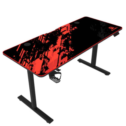 GamerTek GT-Elevate X Gaming Desk – Adjustable Height, Sit & Stand, 140x60cm, Red & Black