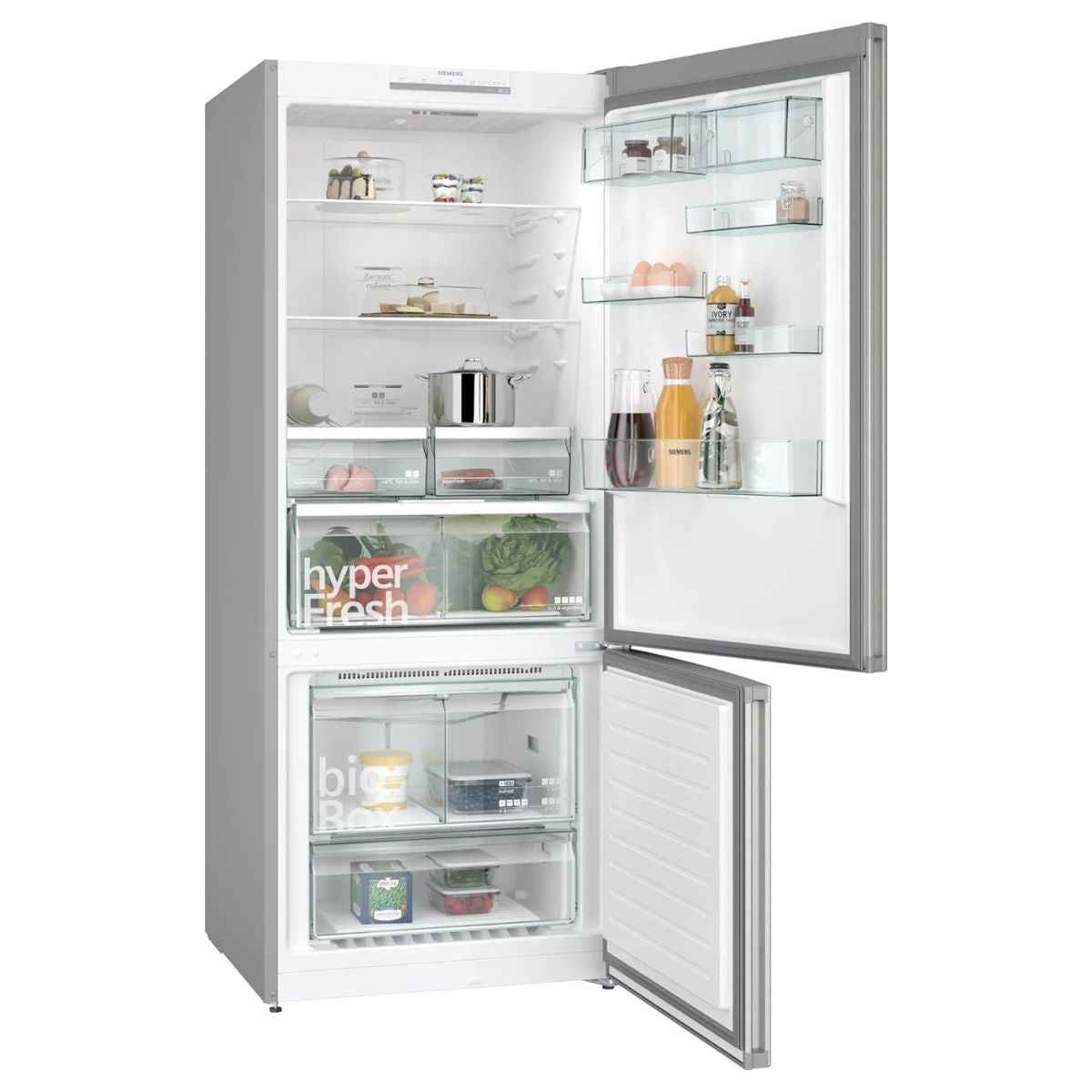 Siemens iQ300 578L Bottom-Mount Freestanding Refrigerator – Silver Inox, No Frost, Multi Airflow &amp; Super Cooling