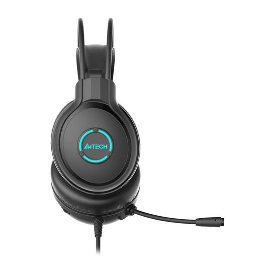 A4Tech Fstyler FH300U Neon Illuminate USB Stereo Headset – 7 Color LED, 50mm Driver, Noise Cancelling Mic, Black