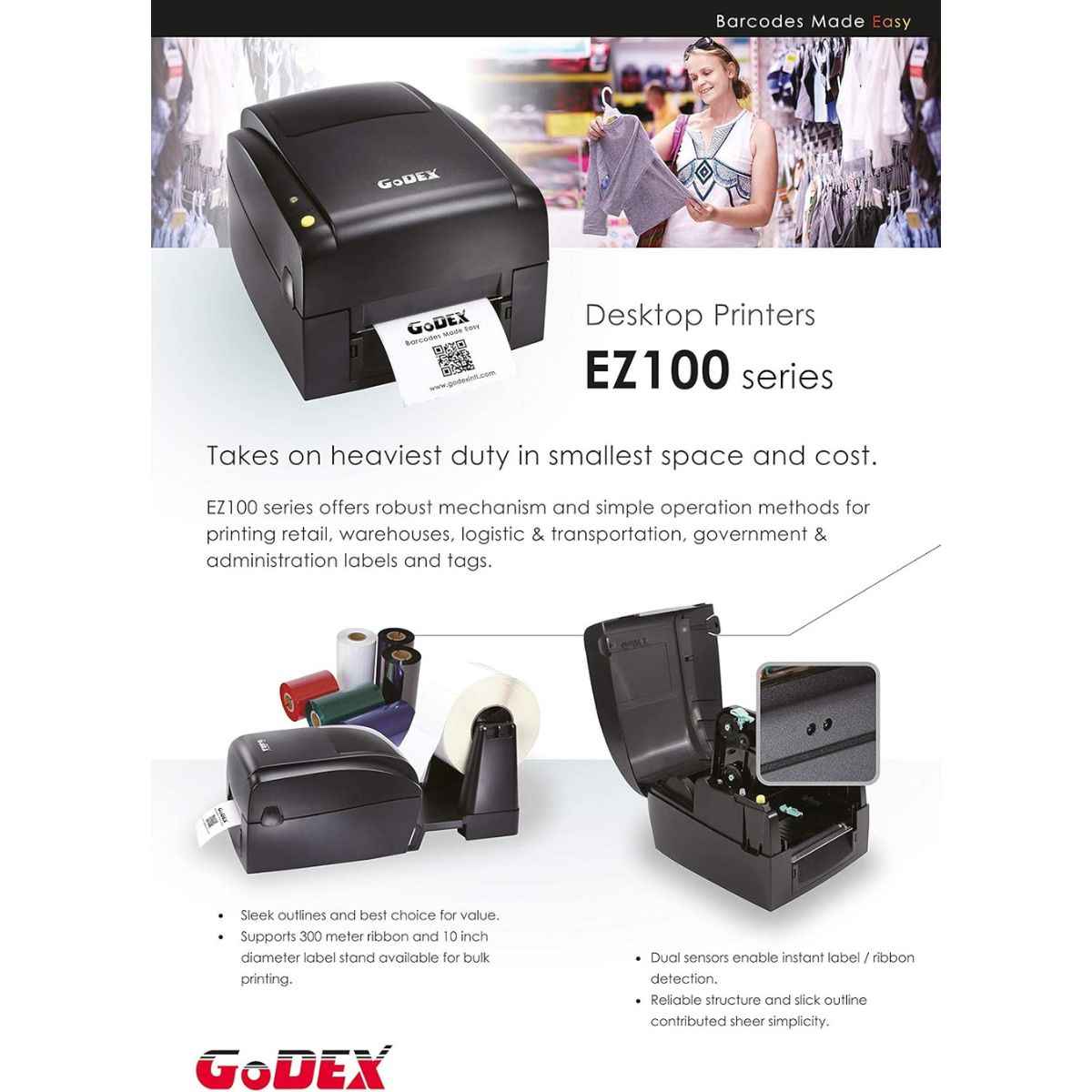 GoDEX EZ120 Barcode Printer, Codepage, Auto Switching | EZ120