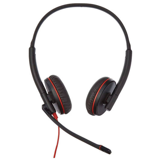 HP Poly Blackwire C3225 Stereo USB-C Headset, Noise-Cancelling Boom Mic, On-Ear Design with SoundGuard, USB-C/3.5mm Compatibility, 270° Rotatable Mic, Black