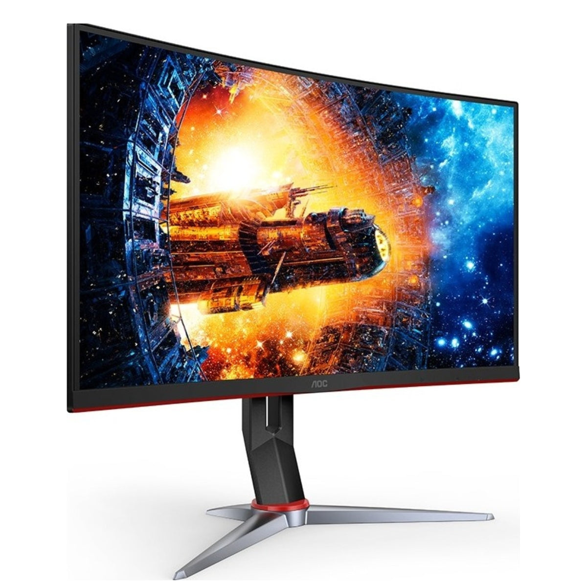 AOC C24G2 Curved Gaming Monitor, 23.6'' FHD VA Panel, 165Hz Refresh Rate, 1ms (MPRT) Response Time, 1500R Curvature, 16.7M Display Colors, Adaptive-Sync Technology, Flicker Free, Black | C24G2