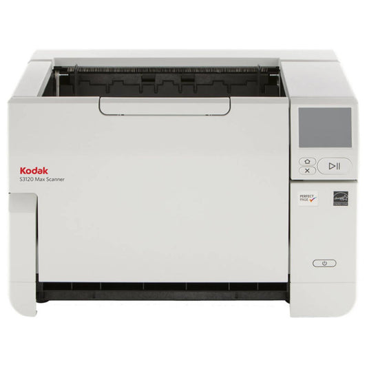 Kodak S3120 MAX Scanner, 500 Sheets ADF, 120 PPM Simplex / 240 IPM Duplex Scan Speed, OCR (Optical Character Recognition) Technology, USB-B/USB-A/Ethernet, White | 8009433