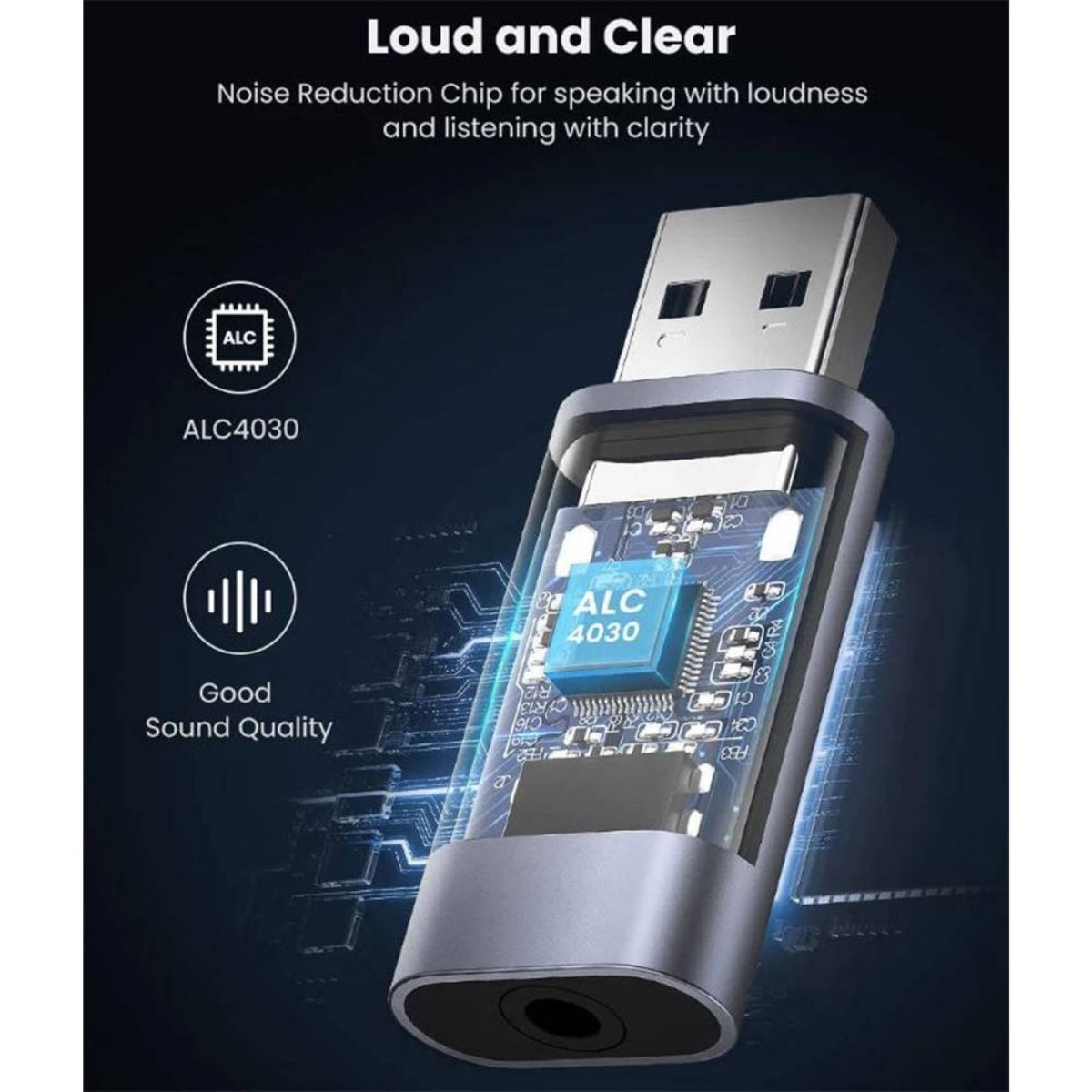 UGREEN USB to Audio Jack USB External Stereo Sound Adapter | Smart Chip | Headphones & PC | 80864