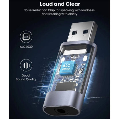UGREEN USB to Audio Jack USB External Stereo Sound Adapter | Smart Chip | Headphones & PC | 80864