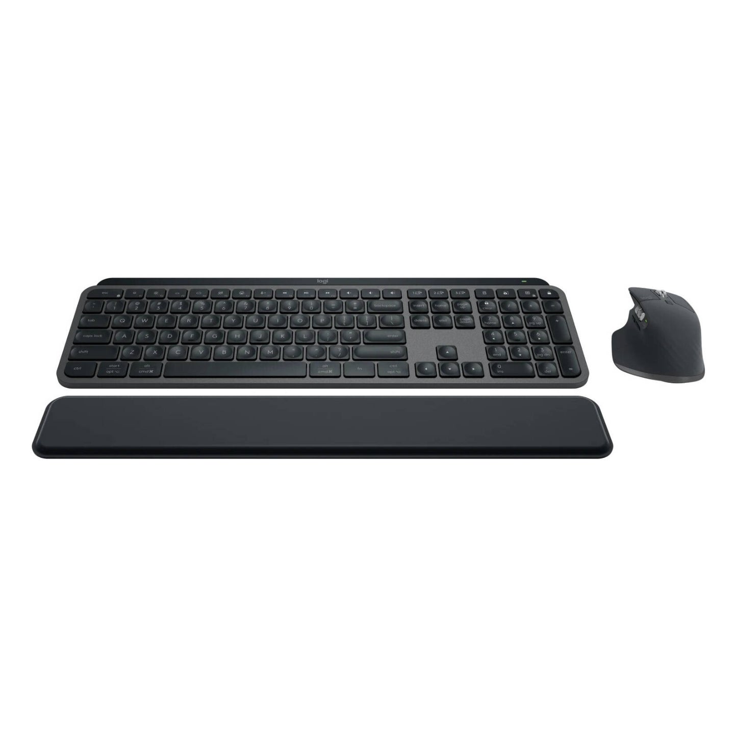Logitech MX Keys S Combo Performance Wireless Keyboard and Mouse with Palm Rest, Customizable Illumination, Fast Scrolling, Bluetooth, USB C, for Windows, Linux, Chrome, Mac - Graphite (English/Arabic)