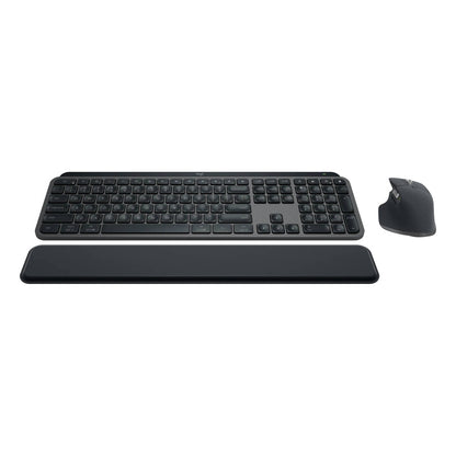 Logitech MX Keys S Combo Performance Wireless Keyboard and Mouse with Palm Rest, Customizable Illumination, Fast Scrolling, Bluetooth, USB C, for Windows, Linux, Chrome, Mac - Graphite (English/Arabic)