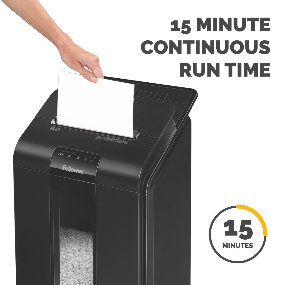 Fellowes AutoMax 100M Mini-Cut Paper Shredder | 100-Sheet Auto Feed | P-4 | 4 × 10mm | 23L Bin | 4629001