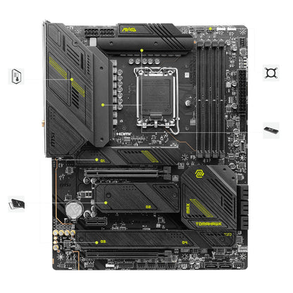 MSI MAG Z790 TOMAHAWK MAX WIFI ATX Motherboard, LGA1700 Socket, Intel Z790 Chipset, 4x DDR5 Slots, 192GB Max Memory, Wi-Fi 7 / BT 5.4, 2x PCIe x16, HDMI / DP, USB-A 3.2 / USB-C 3.2