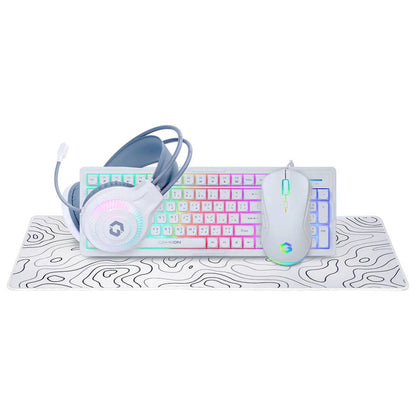 GAMEON GO-CYPHERW-XL-W All-In-One Gaming Combo | Keyboard, Headset, Mouse & Mousepad | 7200 DPI | RGB | USB 2.0 | White | GO-CYPHERW-XL-W