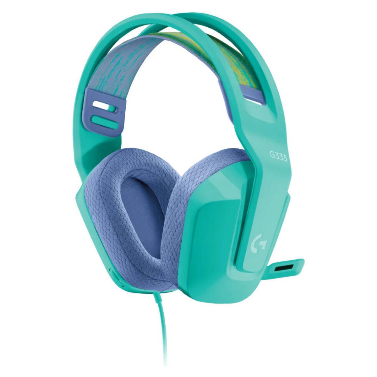 Logitech G335 Wired Gaming Headset, 40mm Drivers, Integrated Boom Mic, Soft, Breathable Memory Ear Cups, Adjustable Suspension Headband, Compatible with PC, PS, Xbox, Switch - Mint, Black