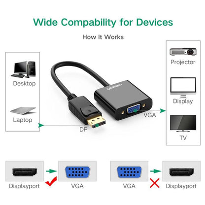 UGREEN DP109  DisplayPort Male to VGA Female Converter | Plug & Play | 15cm | Black