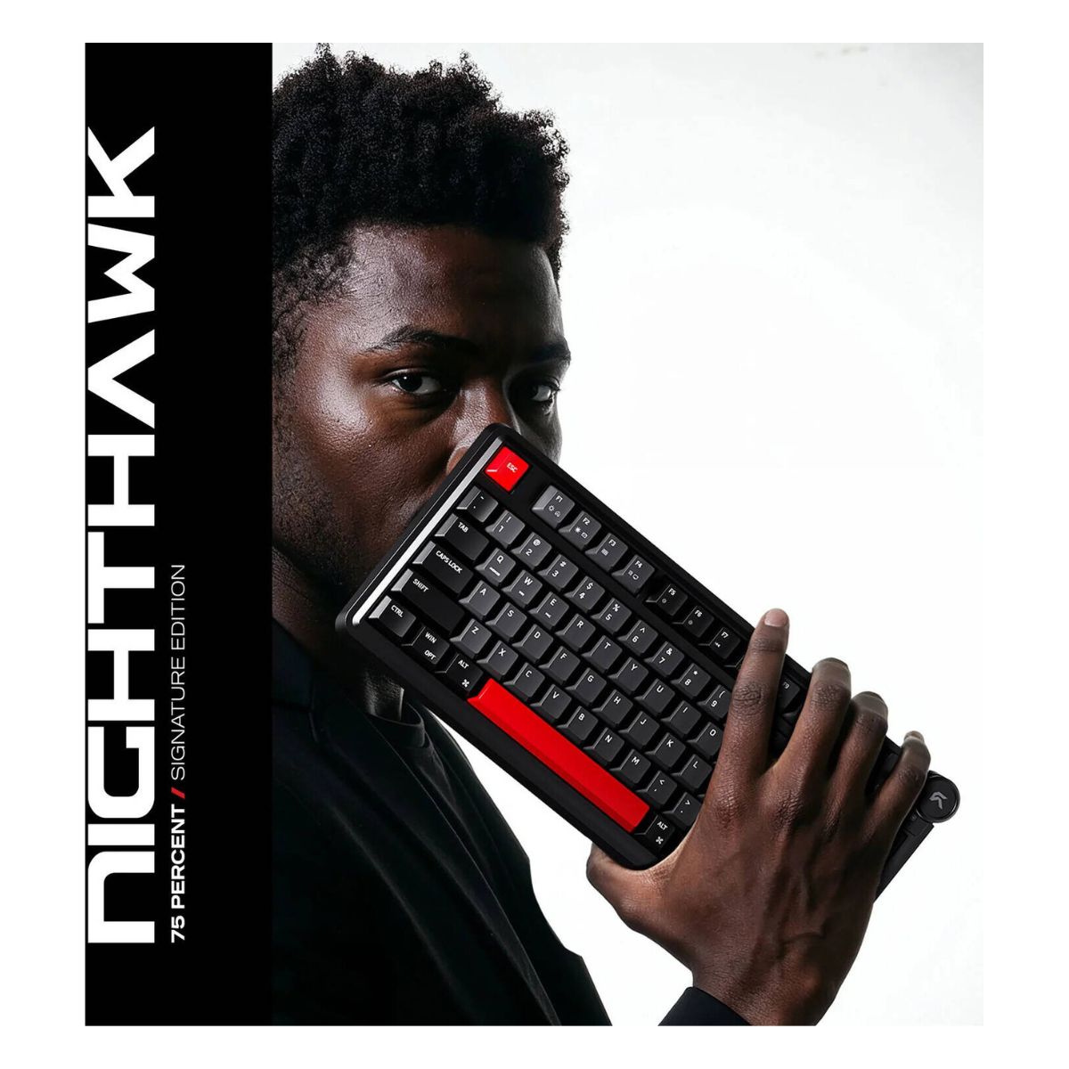 Cybeart Nighthawk 75 Signature Edition Gaming Keyboard – 75% Compact Layout, Pre-Lubed Mechanical Switches, Hot-Swappable, RGB Backlit, Tri-Mode Connectivity &amp; Multi-Function Media Knob