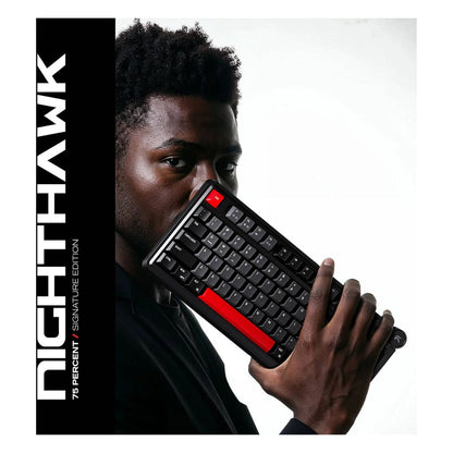 Cybeart Nighthawk 75 Signature Edition Gaming Keyboard – 75% Compact Layout, Pre-Lubed Mechanical Switches, Hot-Swappable, RGB Backlit, Tri-Mode Connectivity &amp; Multi-Function Media Knob