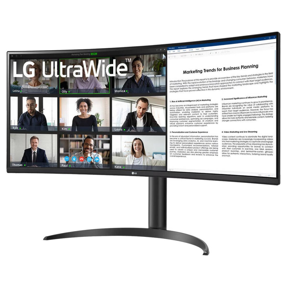 LG 34WR55QK 34" UltraWide Curved Monitor, WQHD (3440x1440), 100Hz, VA Panel, HDR10, USB-C 65W, 21:9 Display, Black
