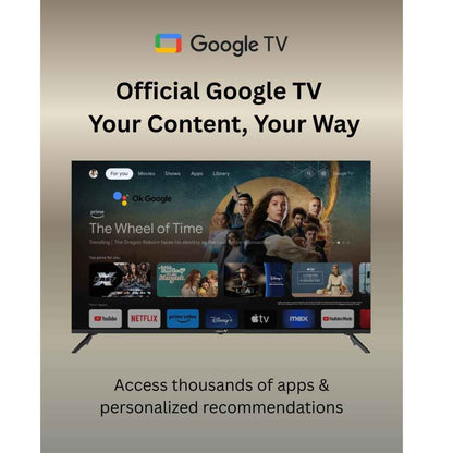 Videocon 50″ 4K UHD Google Smart TV – Edgeless Design, Dolby Audio &amp; Chromecast Built-in