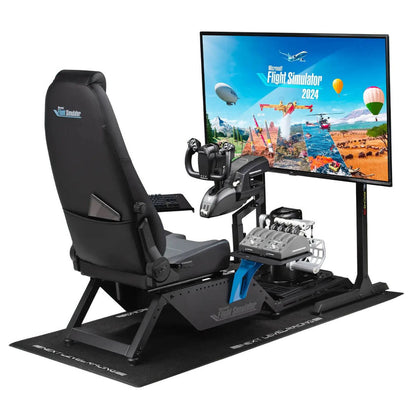 Next Level Racing Flight Simulator Microsoft Flight Simulator Edition Seat | Premium PU Leather | Integrated Adjustable Lumbar Support | Ergonomic Design | Up to 150kg User Capacity | Black | NLR-S044B