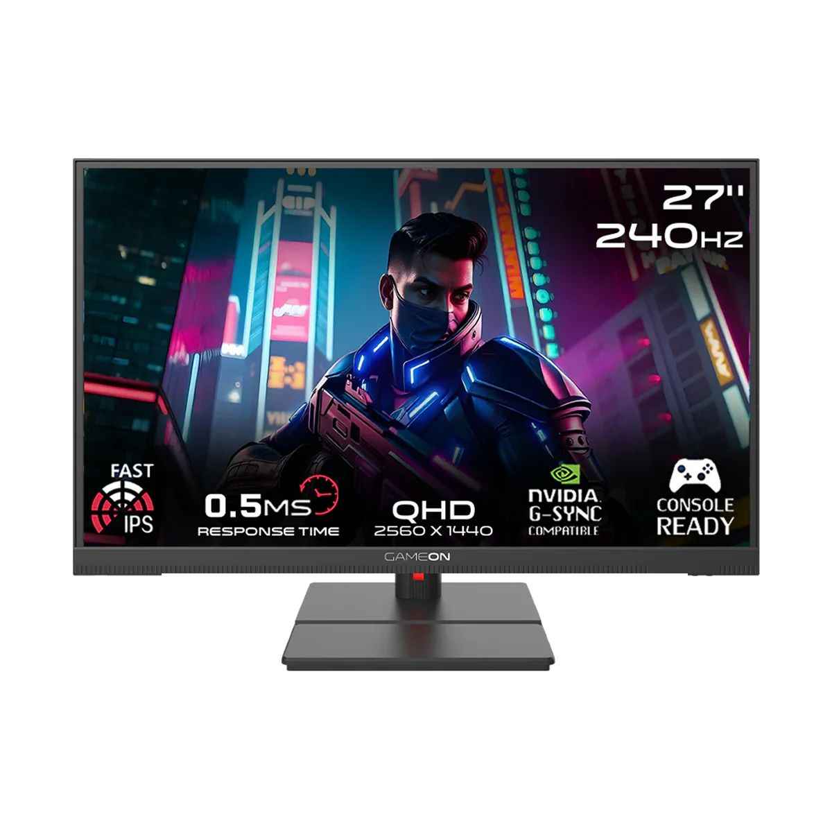 GAMEON GOML27QHD240IPS Midnight Signature Series 27" QHD, 240Hz, MPRT 0.5ms, HDMI 2.1, Fast IPS Mini LED Gaming Monitor (Supports PS5) - Black
