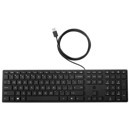 HP Wired Desktop 320K Keyboard, Low Profile Design, Quiet Keys, USB-A Connectivity, Adjustable Slope, English Layout, Black | L96909-L31