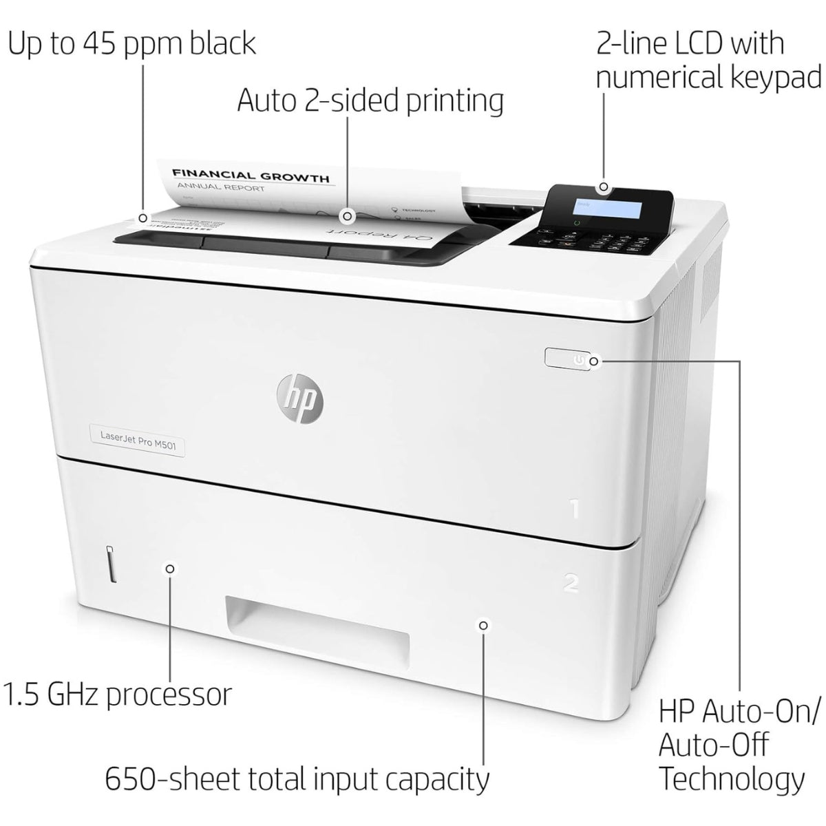 HP LaserJet Pro M501dn – Fast &amp; Reliable Monochrome Laser Printer for Office Use