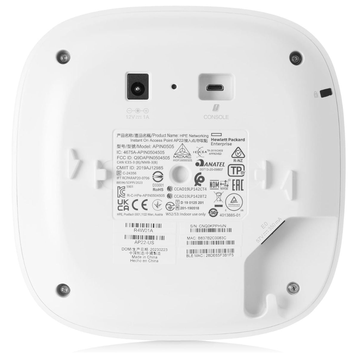 HPE Networking Instant On AP22 Indoor Access Point – 2x2 Wi-Fi 6, Dual-Band, Business-Grade Wireless Access Point (RW)