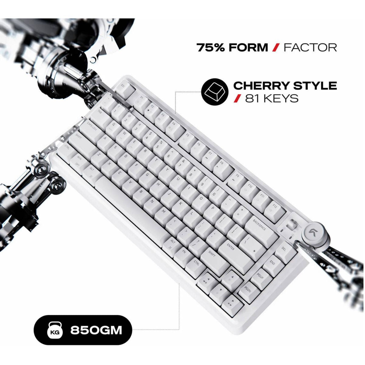 Cybeart Nighthawk 75 Signature Edition Gaming Keyboard – Tri-Mode, RGB, Hot-Swappable, 75% Layout (Batman / Black-Red-Gray / White)