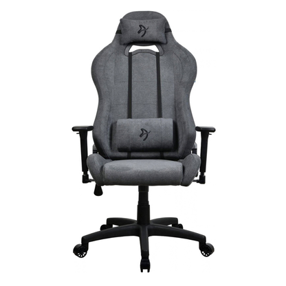 Arozzi Torretta Series Gaming Chair | Soft Fabric Material | 3D Armrests | Adjustable Height &amp; Backrest | Adjustable Lumbar Pillow | Rocking Function | 120kg Capacity | Ash | TORRETTA-SFB-ASH2
