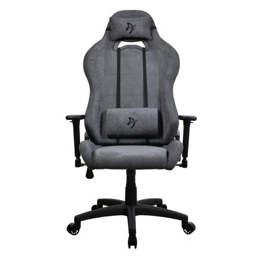 Arozzi Torretta Series Gaming Chair | Soft Fabric Material | 3D Armrests | Adjustable Height &amp; Backrest | Adjustable Lumbar Pillow | Rocking Function | 120kg Capacity | Ash | TORRETTA-SFB-ASH2