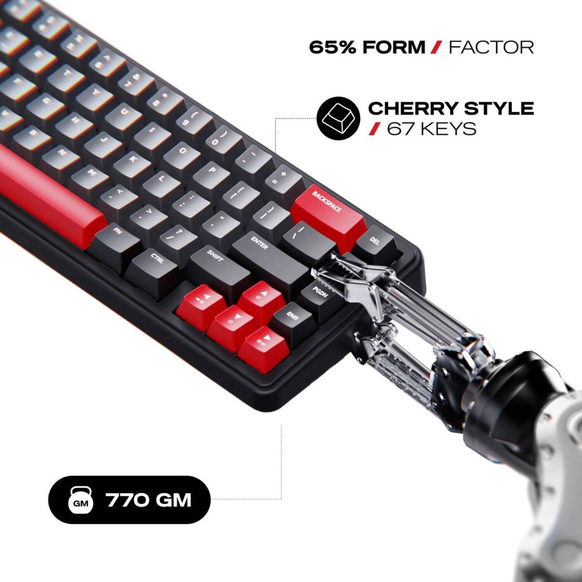 Cybeart Akula 65 Signature Edition Gaming Keyboard – 65% Compact Layout, Pre-Lubed Mechanical Switches, Hot-Swappable Keys, RGB Backlighting, Tri-Mode Connectivity