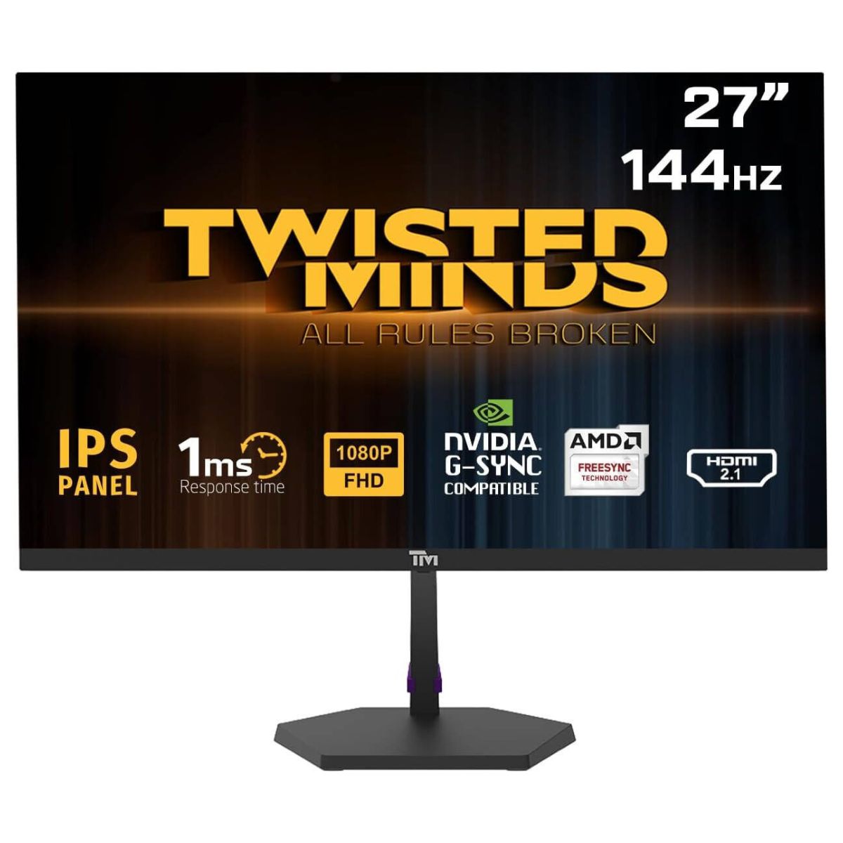 Twisted Minds ECO SERIES 27" Gaming Monitor – FHD IPS, 144Hz, 1ms, HDMI 2.1 &  DP 1.4 | TM27FHD144IPS