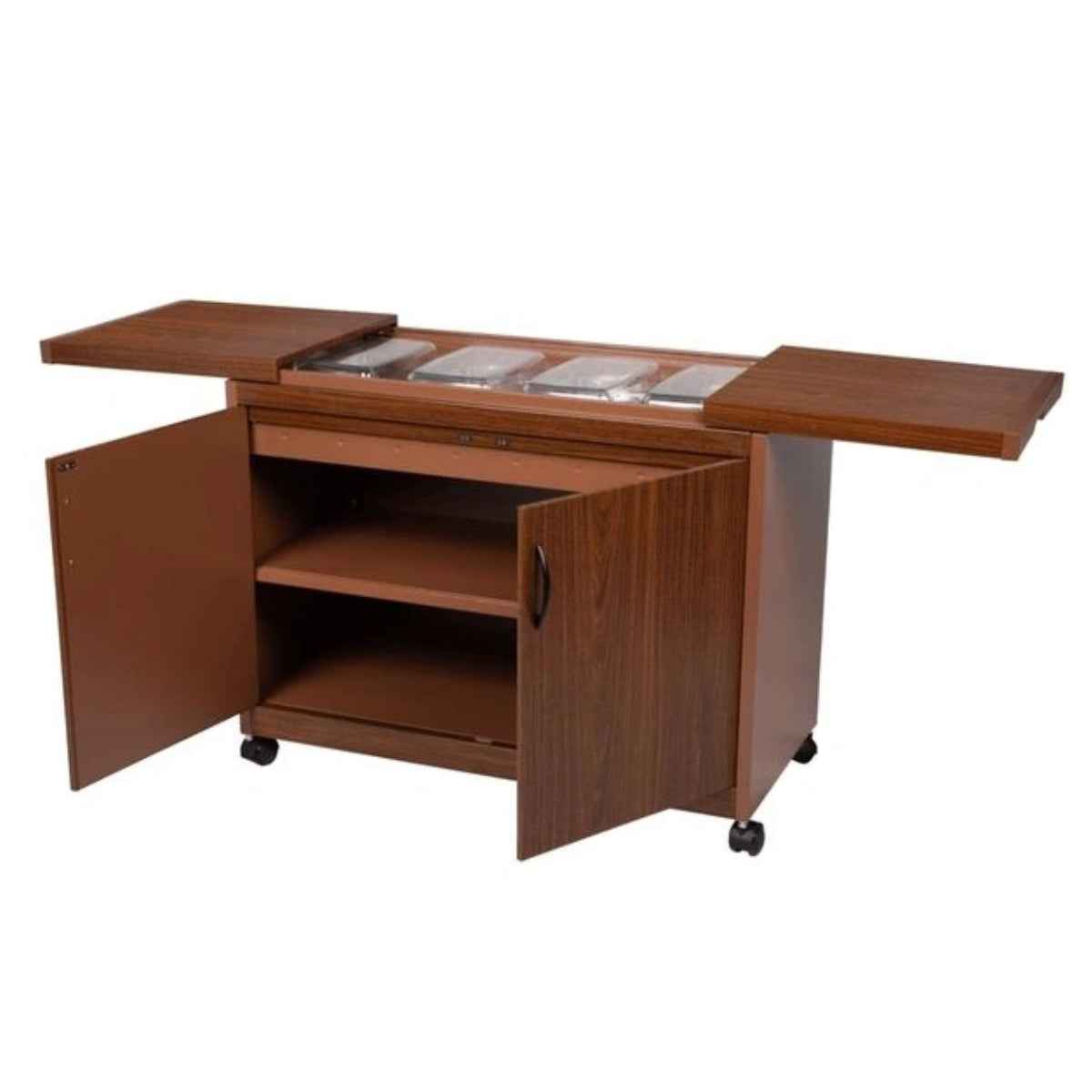 Wolf Power 4 Dish Food Warmer Trolley with Slide Cover – Mahogany | Model WPS6242DB