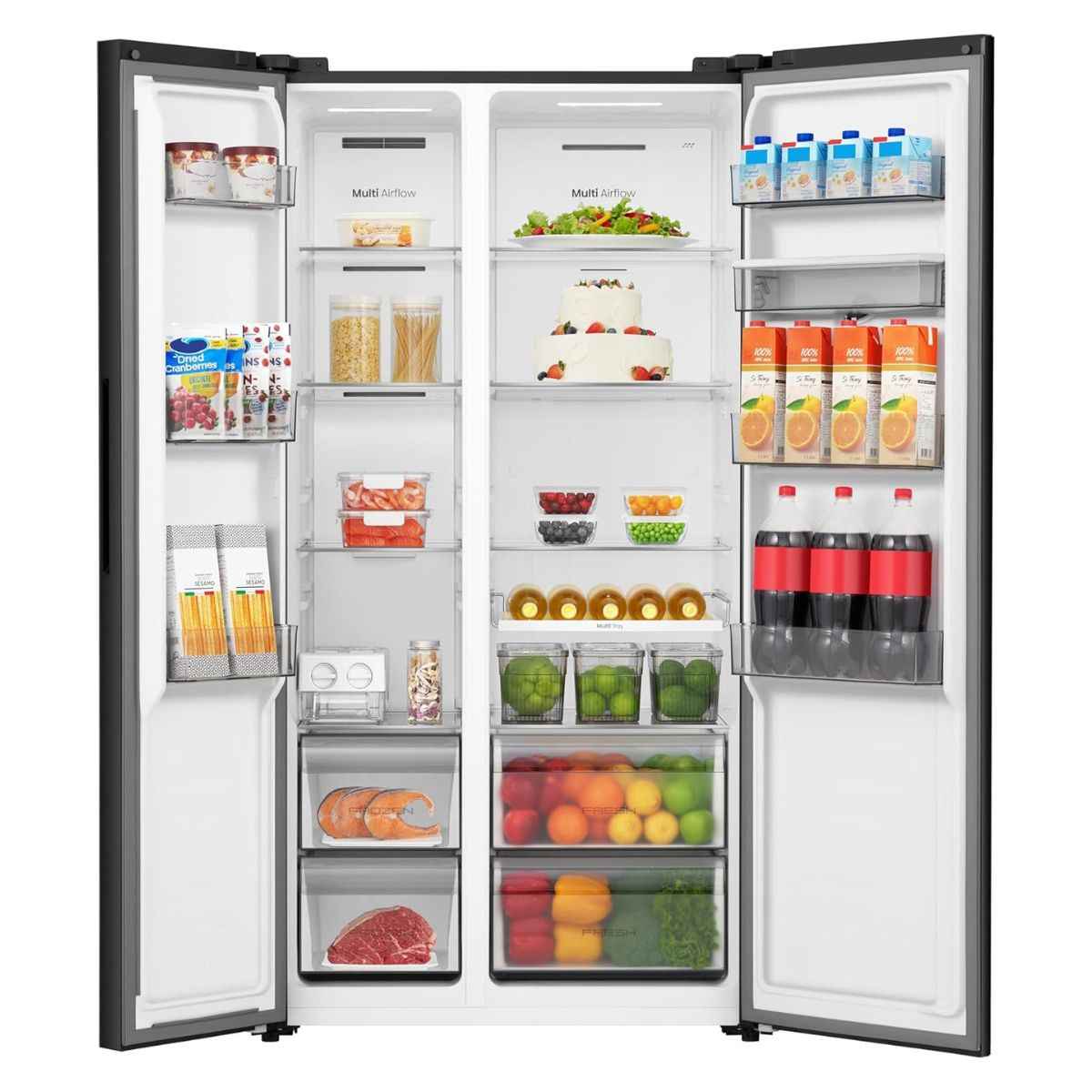 Hisense RS3P725NBG Side by Side Refrigerator | 725 Litres | Water Dispenser | Inverter Compressor | Total No Frost | Silver