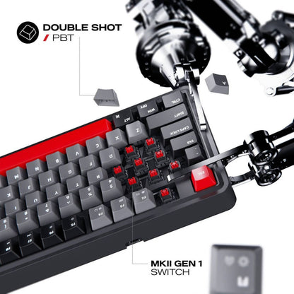 Cybeart X75 Rhino Signature Edition Gaming Keyboard | 75% Layout | Tri-Mode Wireless Mechanical Keyboard | CNC Aluminum | RGB Backlit | KB-X75RHINOTRI-CYB01