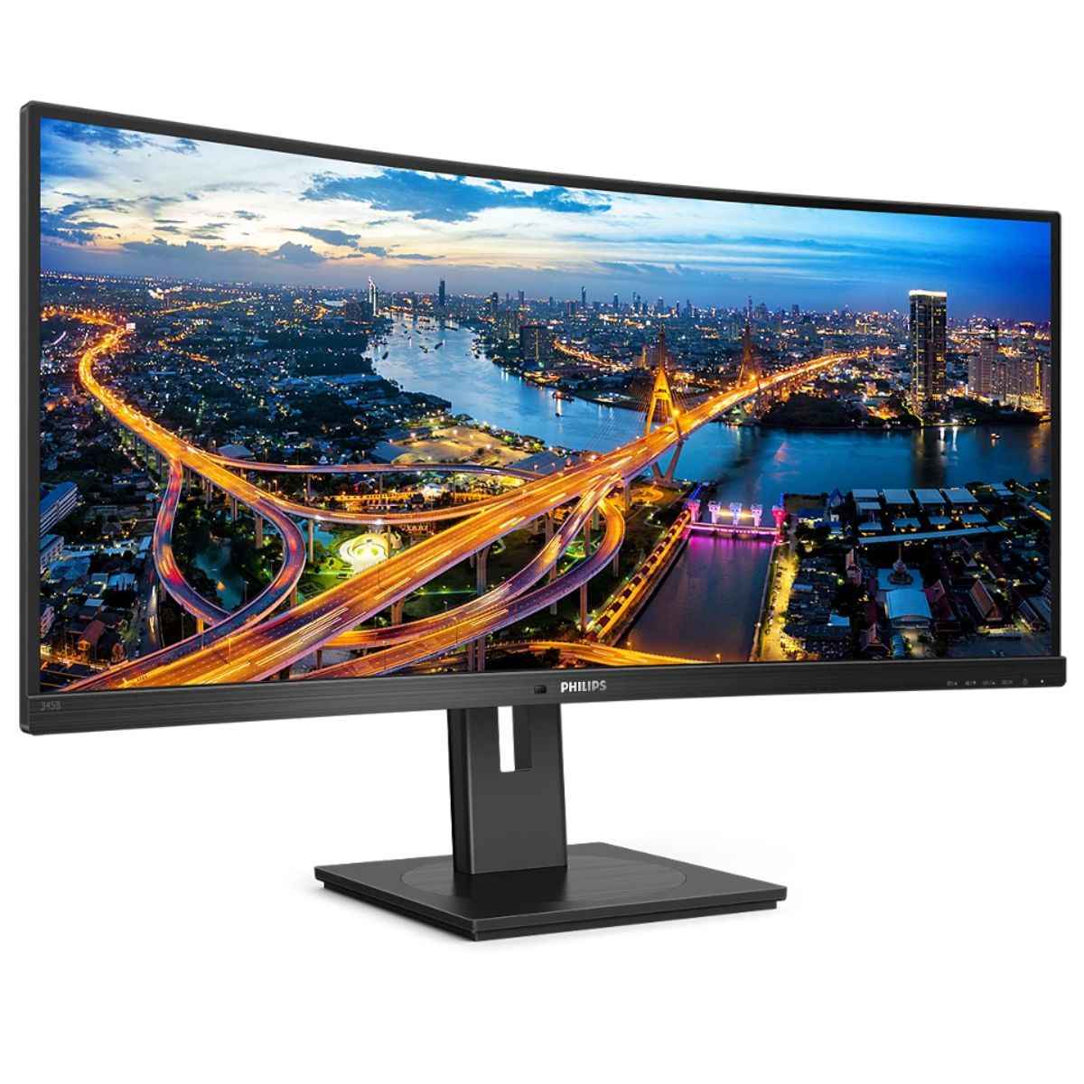 Philips B Line Series Curved Monitor, 34" VA Display, WQHD Resolution, 100Hz Refresh Rate, 4ms (GtG) Response Time, 1500R Curvature, SmartImage, Flicker-Free, Black | 345B1C